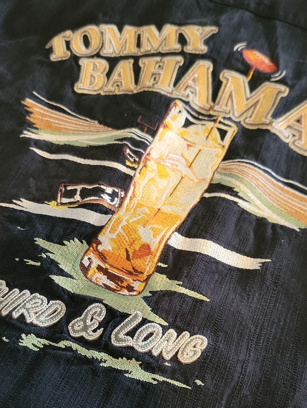 Tommy Bahama Nav Short-Sleeve Silk Button-Down Shirt Embroidered